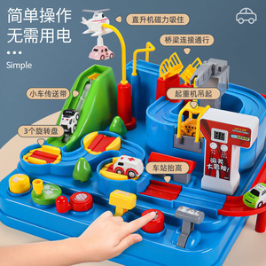 Pista de aventuras para coches con estacionamiento y camión de bomberos, juguete educativo para niños de 4 a 6 años, de plástico, sin baterías, unisex - Product Image 1