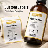 Étiquettes personnalisées pour flacons de soins de la peau avec bordure dorée, autocollants adhésifs en rouleau avec code-barres et informations sur les ingrédients pour l'image de marque privée des cosmétiques