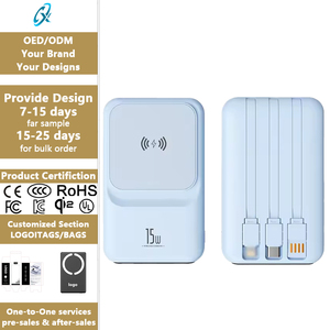 Cargador Magnético Súper Rápido y Potente, <span class=keywords><strong>Batería</strong></span> Externa de 20000 mAh, PD 15W, Cable Doble USB Tipo-C Integrado, Inalámbrico para Viajes - Product Image 1