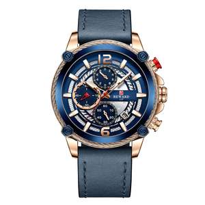 REWARD 83012 clásico personalizado hombre reloj de cuarzo gran oferta correa de cuero genuino 3 diales cronómetro en Stock Casual Relogio - Product Image 6