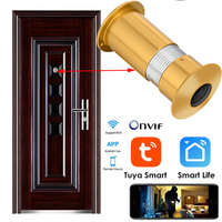Caméra IP WiFi pour Porte, avec Carte TF, Audio, Œil de Porte Connecté, Vision Grand Angle 1080P 1.66mm, Objectif Fisheye, Réseau P2P, Application Tuya