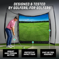 Cage d'entraînement de golf 10,5 pieds avec écran de projection visuel, simulateur compatible, cadre en acier robuste, tissu PE haute résistance