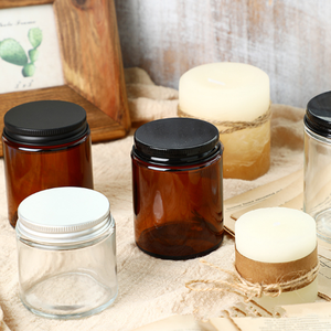 Vasetto in <span class=keywords><strong>Vetro</strong></span> per Candele Vasetto di <span class=keywords><strong>Vetro</strong></span> <span class=keywords><strong>Ambrato</strong></span> Marrone con Coperchi in Alluminio Nero 50ml, 100ml, 200ml - Product Image 4