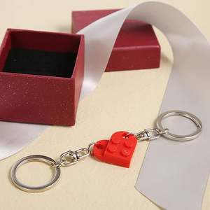 Ensemble de porte-clés en forme de cœur à faire soi-même, blocs de construction en briques acryliques <span class=keywords><strong>pour</strong></span> les couples, 2 pièces, cadeaux d'amour assortis, petit ami, petite amie, Noël - Product Image 4