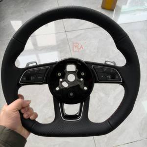 Volant sport en cuir perforé avec bouton de démarrage pour <span class=keywords><strong>Audi</strong></span> A1A3 S3 8V S4 S5 Q5 SQ5 A4 B9 RS3 RS4 RS5 <span class=keywords><strong>RS</strong></span> R8 - Product Image 4