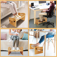 Repose-pieds réglable en bambou sous le bureau, repose-pieds ergonomique avec réglage à 7 niveaux, tabouret incliné pour la cuisine de bureau à domicile