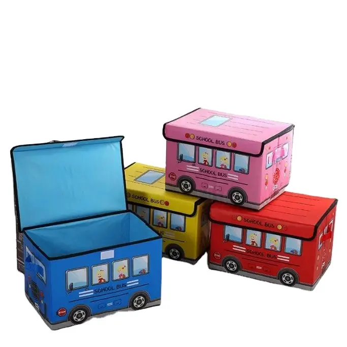 Best Popular Cloth Foldable Waterproof Car Shape Blue Toy Storage Box For Kids