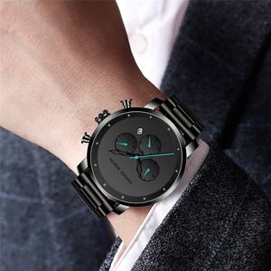 Reloj Cronógrafo para Hombre OEM ODM, Correa de Acero Inoxidable Negra, Resistente al Agua, Calendario, Casual, de Negocios, Reloj de Pulsera de Cuarzo, Tamaño Ajustable - Product Image 6