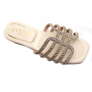 Sandales et pantoufles pour femmes de haute qualité, élégantes, respirantes, ornées de strass, décontractées, rétro, à bout ouvert, vente en gros - Product Image 4