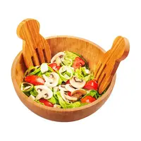 Moderne benutzer definierte große Bambus runde erneuerbare kompost ierbare Obst Servieren Mischen Salats ch üsseln mit Stand Server