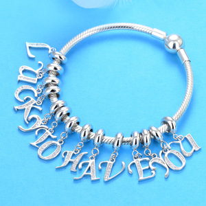 Colgante de Plata de Ley 925 con <span class=keywords><strong>Letra</strong></span> Inicial <span class=keywords><strong>L</strong></span>, Personalizado con Alfabeto y Circonitas, para Pulseras DIY - Product Image 4