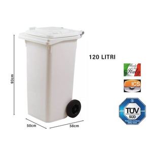 Contenedor de Basura Cuadrado Blanco de 120 L con Ruedas - Product Image 1