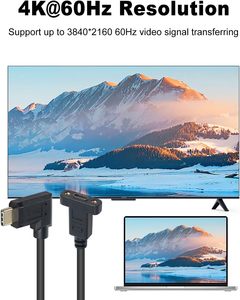 1ft 30cm右左角度90度<span class=keywords><strong>USB</strong></span> <span class=keywords><strong>3.1</strong></span> 60WタイプC男性-女性拡張充電同期ケーブルパネルマウントねじ穴付き - Product Image 5