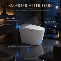 WC intelligent automatique en céramique monobloc avec siège chauffant, télécommande, design moderne, double chasse P-trap/S-trap et éclairage d'ambiance