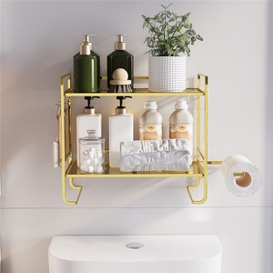 Modern <b>Corner</b> Toilet Rack Toilet Bathroom Countertop-Standing Multifunctional Punch-Free Vanity Storage <b>Shelf</b> for Hotel Use Zinc - Product Image 1