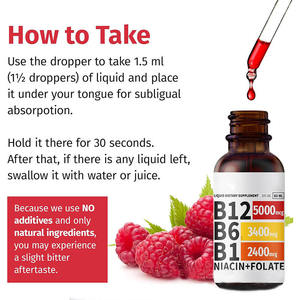 Suplemento Dietético Líquido, Gotas de <span class=keywords><strong>Complejo</strong></span> Vitamínico <span class=keywords><strong>B</strong></span> con B12, B6, B1, Niacina, Ácido Fólico, Antioxidante y Energético, Sin GMO - Product Image 3