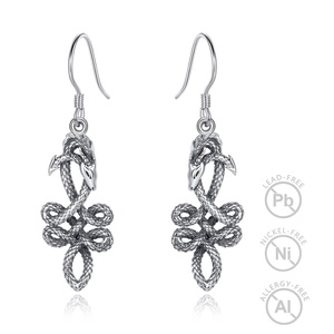 Pendientes de plata de ley 925 estilo gótico Punk para mujer, joyería Vintage con nudo de dragón - Product Image 1