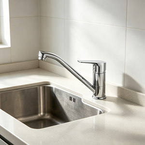 Robinet de cuisine moderne monotrou à levier unique en alliage de zinc chromé avec cartouche céramique, idéal pour hôtels et appartements - Product Image 3