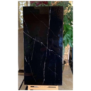 Murales de pared de azulejos en blanco y negro de 60x120, azulejos a cuadros en blanco y negro, zócalo negro mate brillante, azulejo de losa de porcelana pulida - Product Image 1