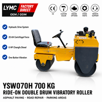 Mini-compacteur routier YSW070H de 0,7 tonne à double tambour pour sites étroits