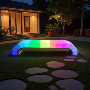 Nouveau design, banc lumineux LED incurvé en plastique alimenté par câble DC 24V, couleurs RGB, pour <span class=keywords><strong>jardin</strong></span>, patio, parc, extérieur - Product Image 2