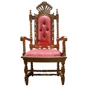 เก้าอี้ทานข้าวไม้แกะสลักทรงโบราณสไตล์โมเดิร์น  ตกแต่งด้วยผ้าหุ้มแบบ Tufted  เฟอร์นิเจอร์สำหรับห้องนั่งเล่น - Product Image 1