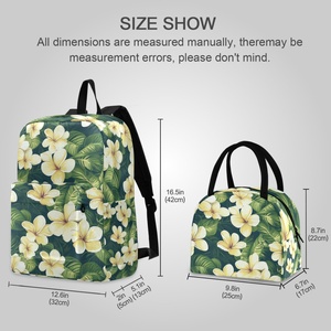 Wholesale Custom Aloha Hawaiian Flower Design Customized Portable Reusable <b>Lunch</b> Bag Backpack <b>Sets</b> for Students - Product Image 2
