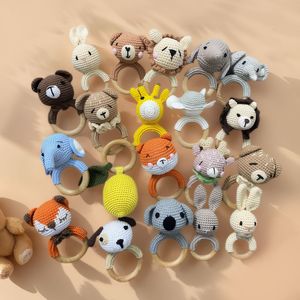 Handmade thỏ bằng gỗ MOL đồ chơi cho trẻ sơ sinh mềm len Crochet Rattle biểu tượng tùy chỉnh khắc Koala cắn quà tặng cho trẻ sơ sinh - Product Image 3