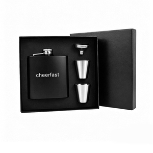 <span class=keywords><strong>Coffret</strong></span> Cadeau Gourde de Poche Noire Cheerfast 6 oz avec Entonnoir et Gourde de Hanche 6 oz en Acier Inoxydable et Pot à Boissons - Product Image 1
