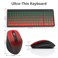 Combo de Teclado y Ratón Inalámbrico Silencioso con Retroiluminación RGB, 2.4G, Modo Dual, Recargable, para Escritorio/Portátil