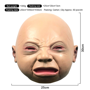 Funny <b>Latex</b> Ugly Cry Face Full <b>Mask</b> <b>Halloween</b> Party Costume <b>Latex</b> Face <b>Mask</b> - Product Image 5