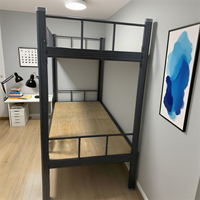 Auberge de jeunesse Lit superposé Cadre de lit en métal pour adultes Lits d'hôtel doubles en métal Lit à double étage en métal Lit mezzanine en acier avec rangement