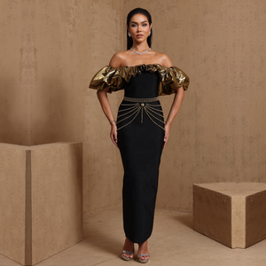 <span class=keywords><strong>Vestidos</strong></span> de Fiesta Largos Negros de Ocstrade a Precio de Fábrica, <span class=keywords><strong>Vestidos</strong></span> de Noche con Cuentas y Hombros Descubiertos para <span class=keywords><strong>Mujer</strong></span>, Vestido de Lujo - Product Image 1