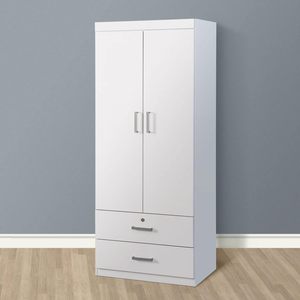 Meubles placard 2 casiers de porte, étagères réglables/tringles de suspension/tiroirs, armoire minimaliste moderne, chambre à coucher, <span class=keywords><strong>blanc</strong></span> - Product Image 3