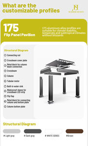 Padiglione Gazebo Robusto con Tetto Rigido per Ristorante e Piscina Moderno da Esterno con Vetro 12x16 Pergola <span class=keywords><strong>Esterna</strong></span> in Alluminio - Product Image 4