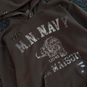 Custom Designer Acid <b>Wash</b> Hip Hop High Street Loose Fit Hooded Hoodies DTG <b>Screen</b> Print Pin Brown Hoodie - Product Image 2