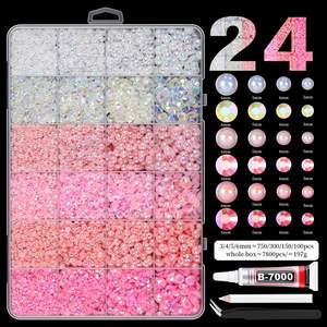 Accessoires de nail art en boîte, best-seller transfrontalier, 24 ou 28 compartiments, perles en résine, <span class=keywords><strong>strass</strong></span> à dos plat, technique AB, pour ongles personnalisés - Product Image 6