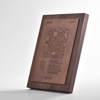 Plaque d'honneur en bois massif de noyer noir avec relief métallique – Trophée commémoratif du 10e anniversaire du partenariat