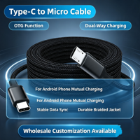 Cable OTG de Doble Vía Tipo C a Micro USB, USB2.0 480Mbps 20W, Cable de Carga y Datos Trenzado, Longitud Personalizada con Logotipo para Dispositivos Android