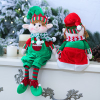 Nouvel an décor de noël rouge et vert en peluche elfe jouet poupées longues jambes décorations pour la maison