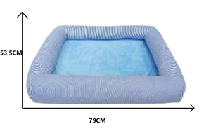 Meiweipet sofá grande para dormir para perros y gatos azul cielo Rectangular en forma de piscina cama de felpa lindo antideslizante pelusa impresa pliegues para perros - Product Image 6