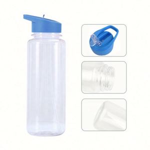 Bouteilles d'eau sportives personnalisées avec logo, grande capacité 1000 ml, à large ouverture, avec pailles rabattables et couvercles anti-fuite à poignée – Vente en gros - Product Image 2