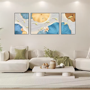 Art mural en grès exquis-Peinture de neuf poissons Golden <span class=keywords><strong>Stream</strong></span> | Décor Feng Shui - Product Image 4