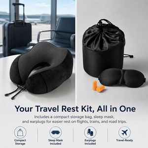 <b>Memory</b> Foam U-Shaped Travel <b>Pillow</b> 28x26x14cm Neck Support For Adults Portable Nap <b>Pillow</b> With Eye Mask And Earplugs - Product Image 3