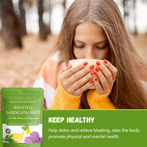 Chá de ervas OEM para limpar e digerir chá orgânico <span class=keywords><strong>Roasted</strong></span> <span class=keywords><strong>Dandelion</strong></span> <span class=keywords><strong>Root</strong></span> com cardo de leite e hortelã - Product Image 6