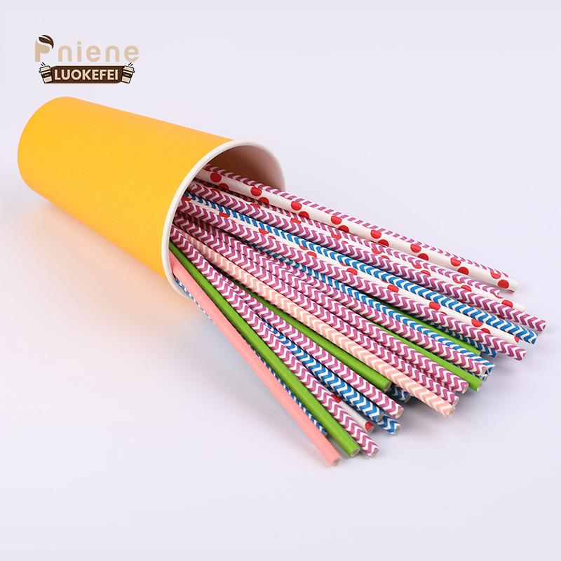 Biodegradable Hot Sale Colourful Pink Blue Green Paper Straw Striped Paper Straw Party Wedding Birthday