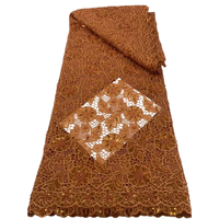 NI.AI Burst Orange Chiffon Dentelle Tissu Haute Qualité Broderie Cordon Dentelle avec Perlé et Séquence pour les Robes de Mariage