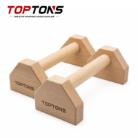 TOPTONS Supports de pompes en bois de hêtre avec conception stable en U - Ensemble d'entraînement réglable à double barre pour le fitness et l'usage domestique