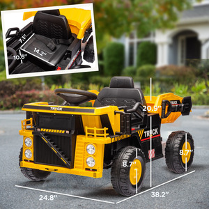Camion benne électrique 12V pour enfants avec benne basculante électrique, roues à suspension à ressort, musique et phares, pour les 3 ans et plus - Product Image 2