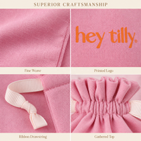 Kantong Serut Katun Linen Pink dengan Logo Cetak Kustom, Tas Amplop Mini, Kemasan Perhiasan Cincin Mewah, Tas Muslin